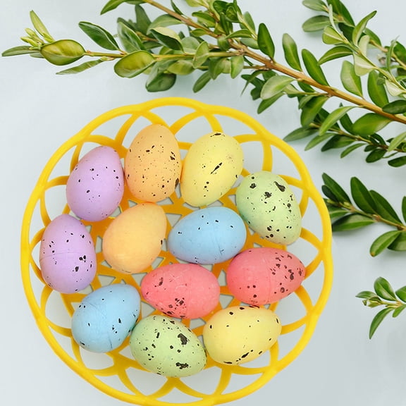 OUNONA 1 Set of Colorful Easter Eggs Bulk Decorative Foam Easter Eggs Stuffer with Basket