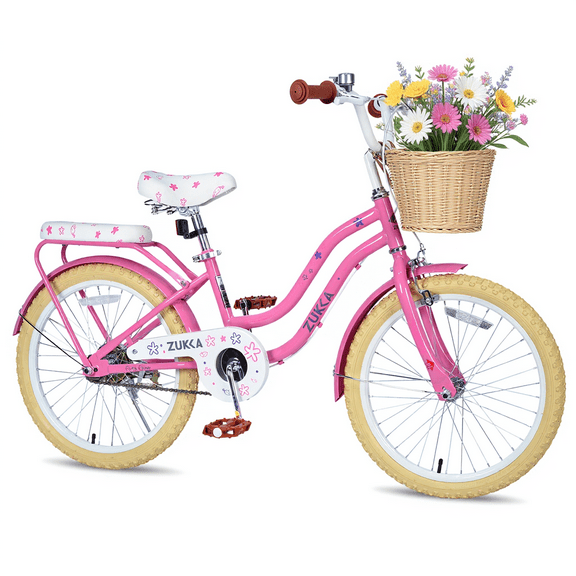20 inch Girls Bike for 7-10 Years Old Kids, SHINPT Kids Bicycle with Basket & Lightweight, Comfortable City Bikes with Rear Rack and Basket, Pink