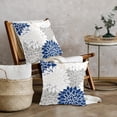 thumbnail image 3 of Navy Blue White Pillow Covers 16x16 Inch Set of 2 Dahlia Floral Decorative Throw Pillows For Couch Geometry Flowers Modern Pillow Cases Home Decor For Sofa Couch Porch Patio Living Room Outdoor, 3 of 6