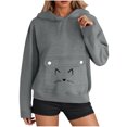 thumbnail image 4 of Sweatshirts for Women Long Sleeve Pocket Hooded Printed Sweatshirt,Womens Tops Plus Size Dark Gray XXL, 4 of 6