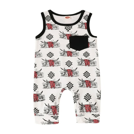 

Booker Boys Girls Sleeveless Cartoon Prints Pullover Romper Sweatshirt Jumpsuit