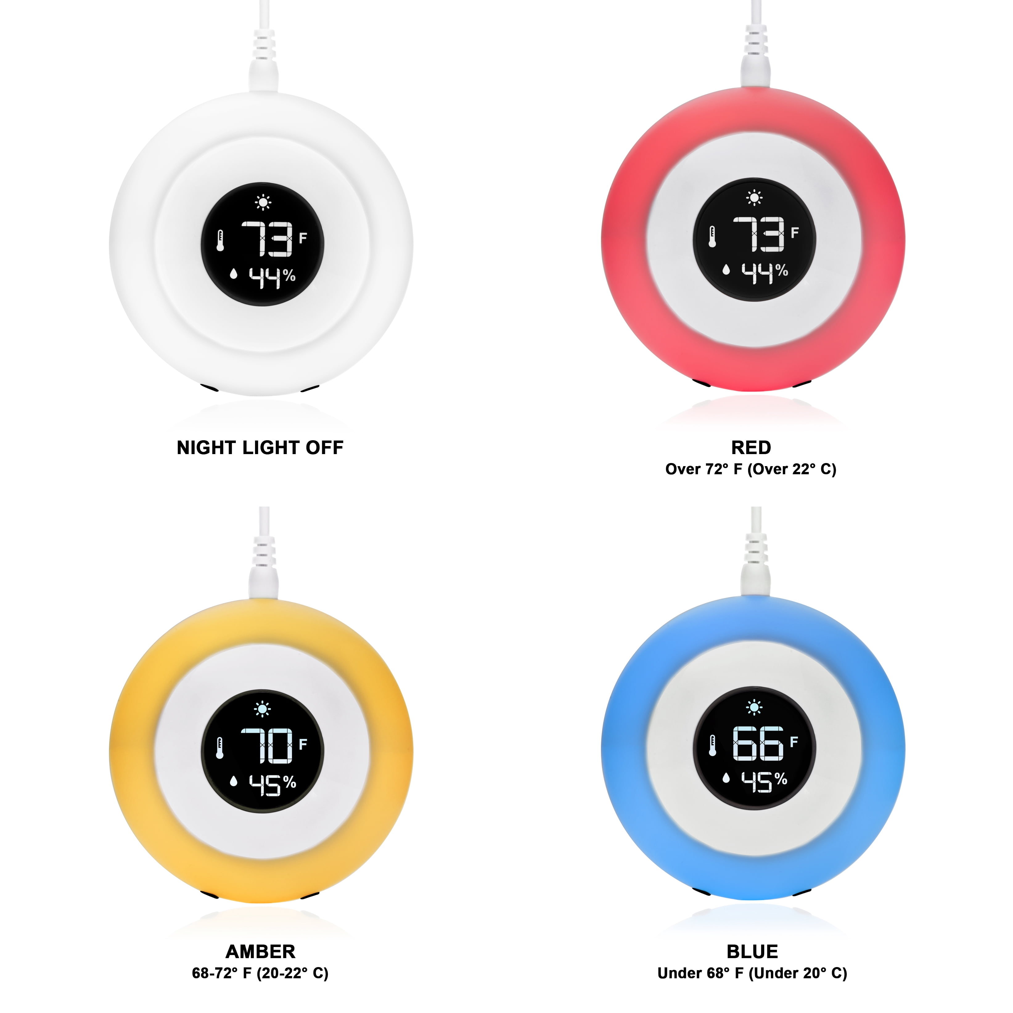 KELVIN Color Changing Nursery Night Light, Customizable Room Thermometer and Hygrometer for Children/Kids