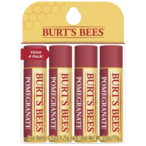Burt's Bees 100% Natural Moisturizing Lip Balm, Pomegranate, 4 Count ...