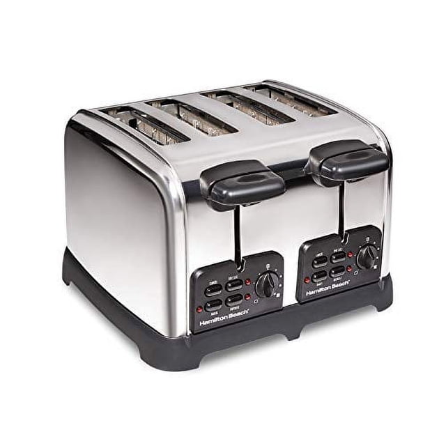 Hamilton Beach 4-Slice Toaster, Polished Stainless Steel with Sure-Toast Technology, Bagel & Defrost Settings, Auto Boost