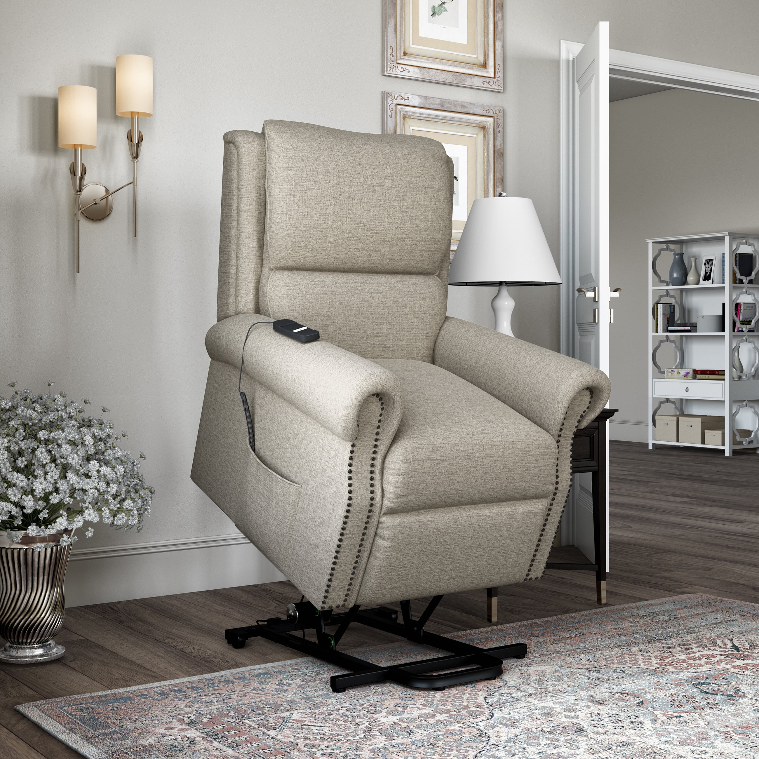 Homesvale Ketelaar Power Recline and Lift BustleBack Chair, Beige