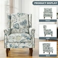 thumbnail image 3 of DREAMSIDEA Wingback Accent Chair Sets of 2 with Nailhead Trim & Retro Wood Legs, Blue Plants Floral Pattern Arm Chair for Living Room, 3 of 6