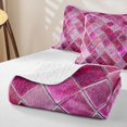 thumbnail image 4 of Castle Fairy Abstract Rhombus Bed Spread Queen 3pcs,Gradient Glass Chip Queen Coverlet Set,Fuchsia Pink White,1 Quilt and 2 Pillowcases, 4 of 7