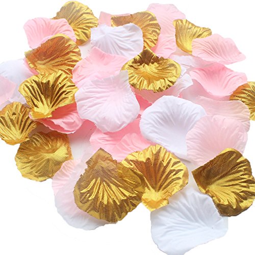 1200PCS Mixed Pink Gold White Wedding Flower Centerpieces Artificial Flower Table Confetti Scatters Flower Girl Basket Filler Aisle Decor Favor