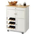 thumbnail image 1 of Gymax Rolling Kitchen Island Serving Cart Storage Cabinet w/ Wine Rack White, 1 of 10