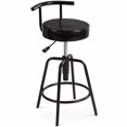thumbnail image 1 of Gymax Adjustable Swivel Vintage Bar Stool PU Leather Steel Frame Bistro Pub w/Backrest, 1 of 10