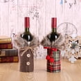 thumbnail image 3 of Ounissouiy Cubierta de botella de vino de felpa de Navidad con manga de media de botón Estilo lindo universal Ropa de Navidad Decoraciones de de Kits de decoración para fiestas Cuadrícula roja Ounissouiy  HA068076-01, 3 of 6