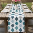thumbnail image 4 of Bohemia Table Runner 72 Inches, Vintage Moroccan Geometric Pattern Blue Green Gray Bed Runner Dresser Scarves Tabletop for Indoor Outdoor Parties/Ceremony/Banquet, 16" x 72", 4 of 8