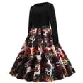 thumbnail image 1 of CEHVOM Robe Vintage Rockabilly Patchwork pour Femmes Robe de Fête de Noël avec Nœud, 1 of 8