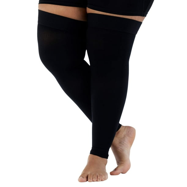 4XL Mojo compression Stockings for circulation 20-30mmHg- Thigh-Hi Leg  Sleeve With grip Top - Wide Thigh Plus Size Black 4X-Large A609BL7 