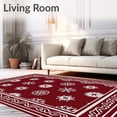 thumbnail image 2 of ODIKA 4'x6' Machine Washable Non-Slip Area Rug, Nordic Snowflake Winter Wonderland Elegant Sophisticated Stunning High Traffic Rug, Burgundy, 605861, 2 of 7