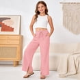 thumbnail image 7 of BOOMNY Toddler Girls Baggy Pants Wide Leg Pants for Girl Trendy Solid Color Elastic Waist Drawstring Lightweight Loose Fit Summer Beach Joggers With Pocket, 7 of 7