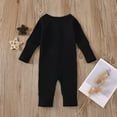thumbnail image 4 of Nafuu Baby Boys Romper Solid Color Crew Neck Long Sleeve Soft Knit Ribbed Outfit Comfortable Autumn Toddler Clothing Leisure Home Boy Jumpsuit,Black,18-24 Months, 4 of 8