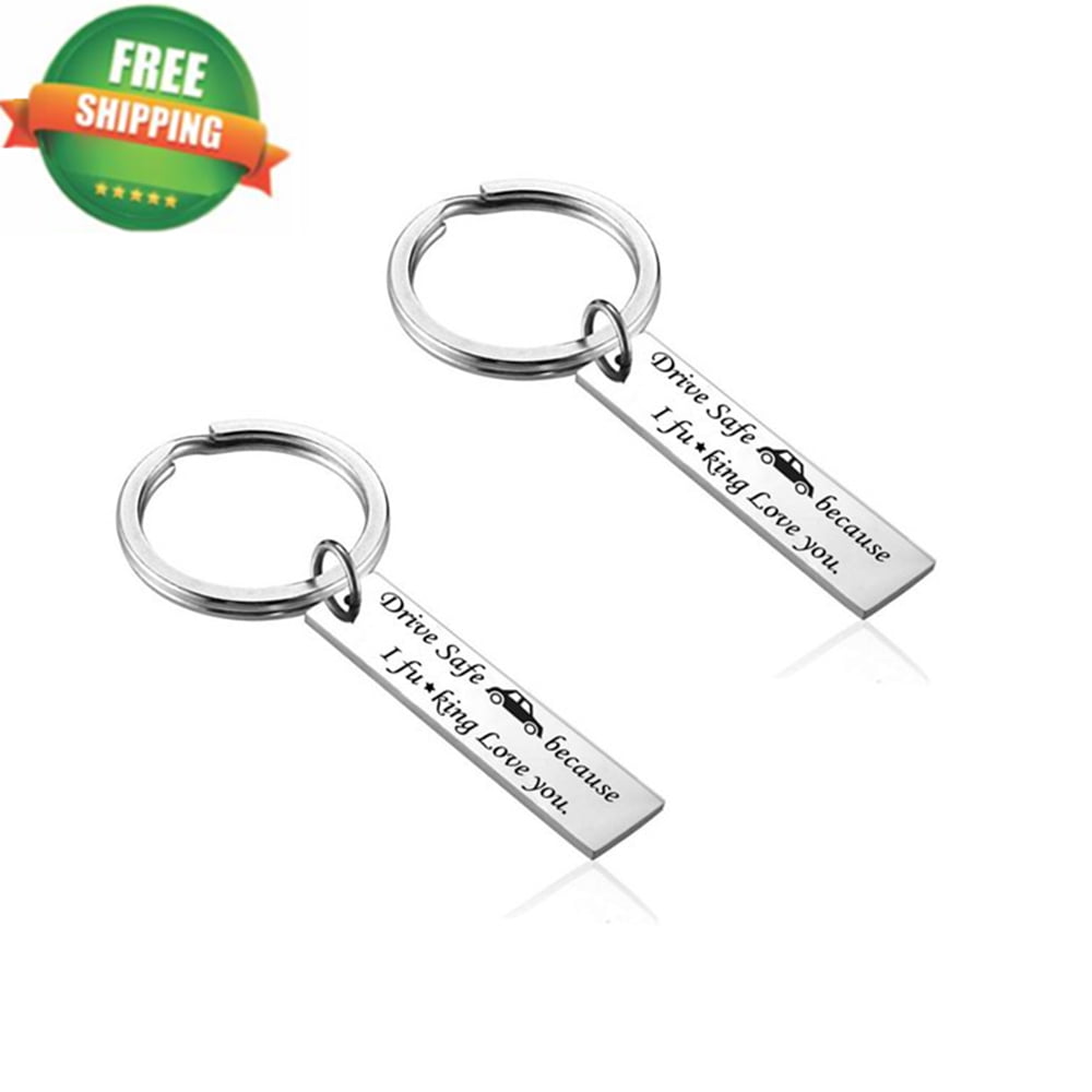 Drive Safe Keychain Gift For Mom Dad Couples Boyfriend Keyring Family Love Charm 