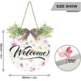 thumbnail image 3 of Coolnut Flower Welcome Sign for Front Door, Rustic Wooden Wall Sign with Artificial Leaves for Home Farmhouse Porch, 12" Round Home Decor, 3 of 7