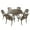 Bronze, variant on Aluminum 7pc Hexagon Rose Patio Dining Set, Lazy Susan, Six Chairs