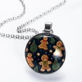 thumbnail image 2 of Gingerbread Man Glass Design Circular Pendant Necklace - Stunning Women's Fashion Statement Jewelry, 2 of 5