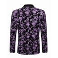 thumbnail image 3 of COOFANDY Mens Velvet Blazer Black Floral Tuxedo Jacket Regular Fit Party Dinner Jacket, 3 of 11