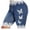 Navy, variant on Trendfront Women's Plus Size High Waisted Butterfly Graphic Print Denim Style Shorts Lace Patchwork Slim Fit Bottoms