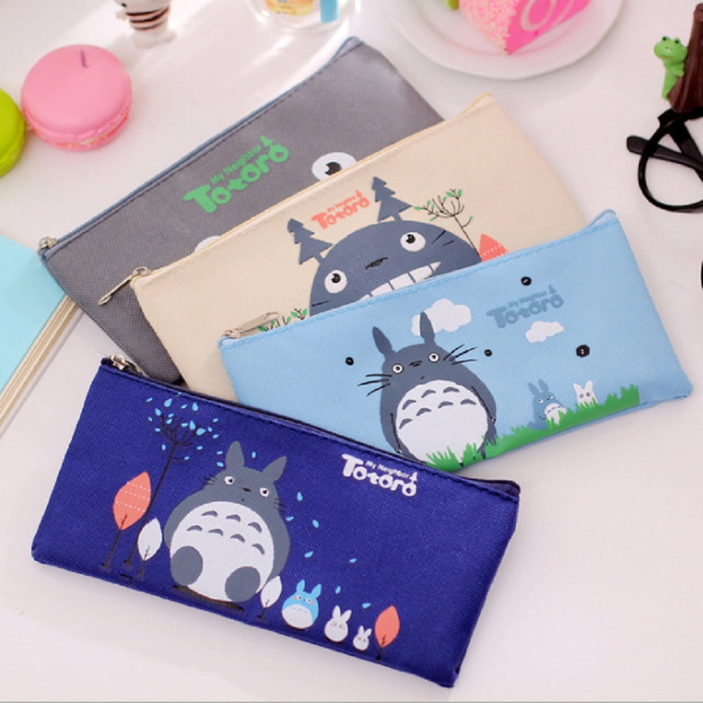 4 Pack My Neighbor Totoro Ghibli Cute Pencil Case, Kawaii Anime Pencil Case, Aesthetic Pencil Pouch Pen Bag