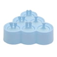 thumbnail image 1 of Moldes para polos de hielo 6 cavidades Sin BPA Niños DIY Molde de helado de silicona para la cocina casera Azul claro, azul espacial Dibujos animados triangulares, 1 of 5