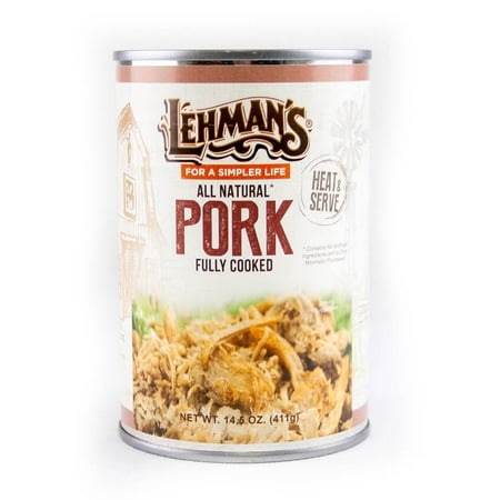 Lehman's All Natural Canned Meat, USA Made Ready to Eat for Everyday, Camping or Emergencies, 14.5 oz Can, Pork