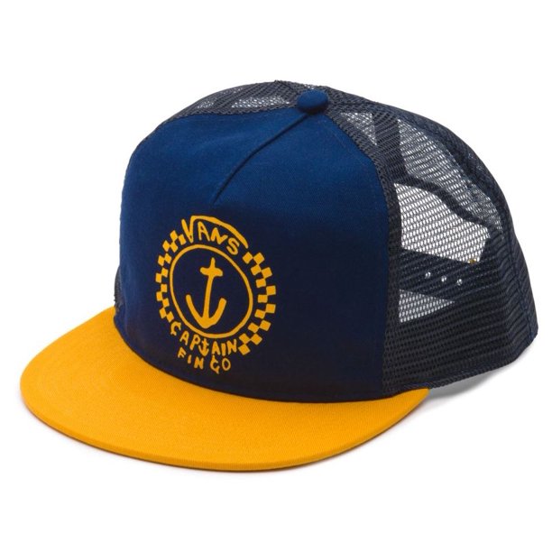 Vans Off The Wall Men S Captain Fin Trucker Hat Cap Parisian Night Golden Rod Walmart Com