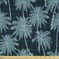 thumbnail image 2 of Ambesonne Navy Blue Fabric by the Yard Microfiber, Palm Trees Composition, 3 Yards, Indigo Pale Teal, 2 of 2