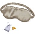 thumbnail image 1 of Antifaz de seda para dormir, antifaz para ojos con relleno de seda de doble capa y correa elástica para dormir toda la noche, viajes y siesta, protector para ojos con bolsa de lujo y tapones para los, 1 of 7