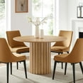 thumbnail image 2 of 47 Inch Dining Table, Brown Oak, Wood, Round, Mid Century Kitchen Cafe Bistro Hospitality Restaurant, Modern Contemporary HB34384, 2 of 8
