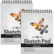 Brite Crown 2-Pack Sketch Pad  9x12Sketchbook for Teens, 64lb (95gsm) Art Paper - 200 Sheets