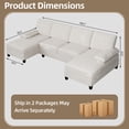 thumbnail image 3 of Walsunny Modern U-Shaped Sectional Sleeper Sofa with 4 Deep Seat, Modular Cloud Oversized Sofa Couch with Chenille Fabric & Double Chaise for Apartment, White, 3 of 10