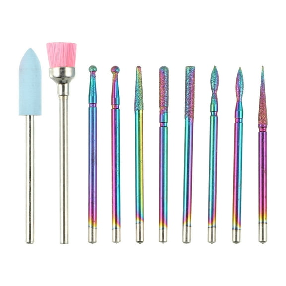 Unique Bargains 10 Pcs Nail Drill Bits Set for Acrylic Gel Nails Remover Drill Bits for Nails Home Nail Care Supplies