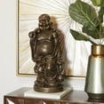 thumbnail image 2 of 11" x 23" Brown Polystone Meditating Buddha Sculpture with Engraved Carvings and Relief Detailing, by DecMode, 2 of 7