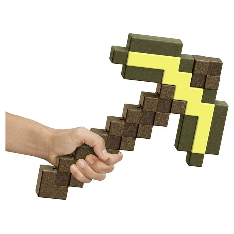 Mattel Minecraft Gold Pickaxe Toy, Pixelated Role-Play Accessory