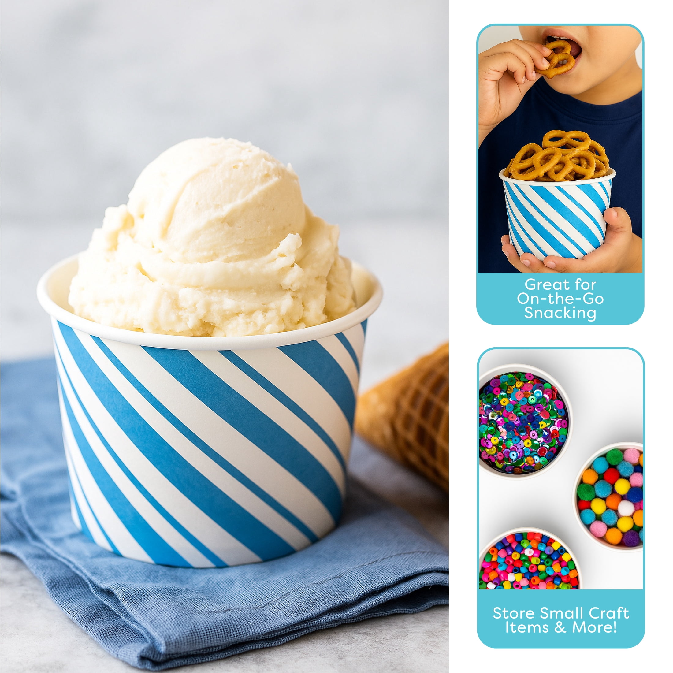 (4 pack) Best Brands Disposable Paper Snack Cups, 4 oz, 15 Count