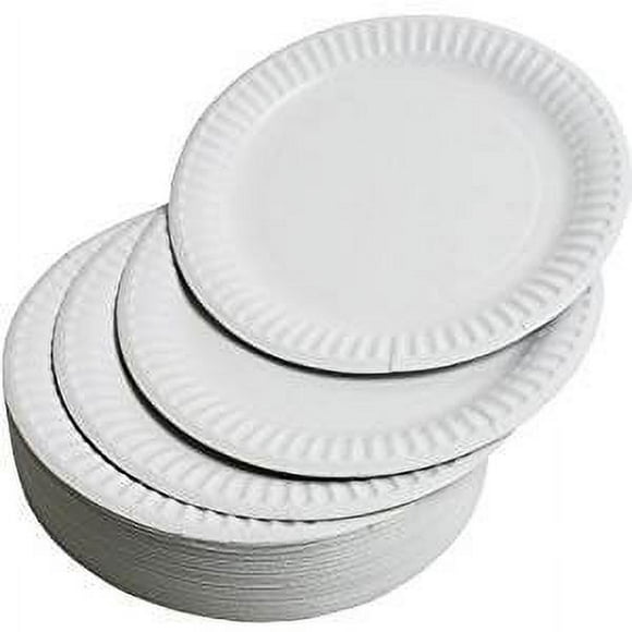 100-23cm Disposable Cardboard Plates Pack of 100 - Strong and Durable Disposable Plates - Can be used for hot or cold food in the microwave