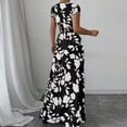 thumbnail image 5 of JoveMarine Summer Dresses for Women 2026 Floral - Print V-Neck Long Waist Cinching Flowy Maxi Dress with Elastic Back for Beach Resort,Black L, 5 of 7