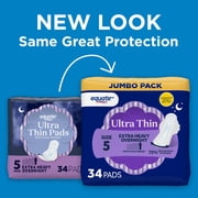 Equate Ultra Thin Pads with Flexi-Wings, Extra Heavy Overnight Absorbency, Size 5, 34 Count
