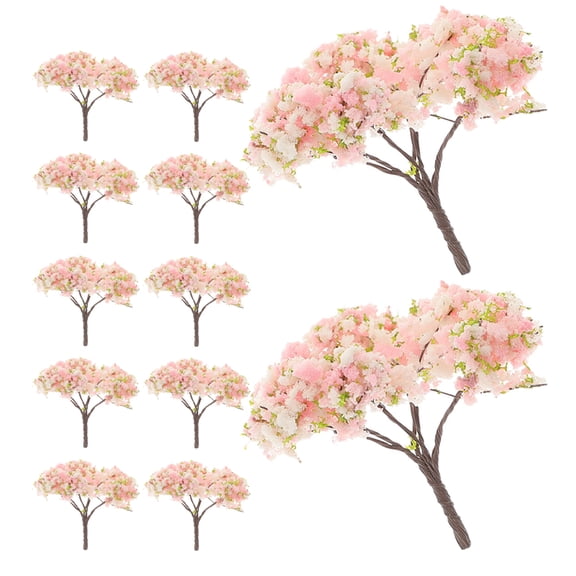 FRCOLOR 12pcs Artificial Miniature Cherry Blossom Trees Mini Simulation Trees Faux Plant Models For Sand Table Dollhouse Scenery Diy Crafts