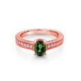 thumbnail image 2 of Gem Stone King 1.00 Ct Emerald Envy Mystic Topaz White Topaz 18K Rose Gold Plated Silver Ring, 2 of 4
