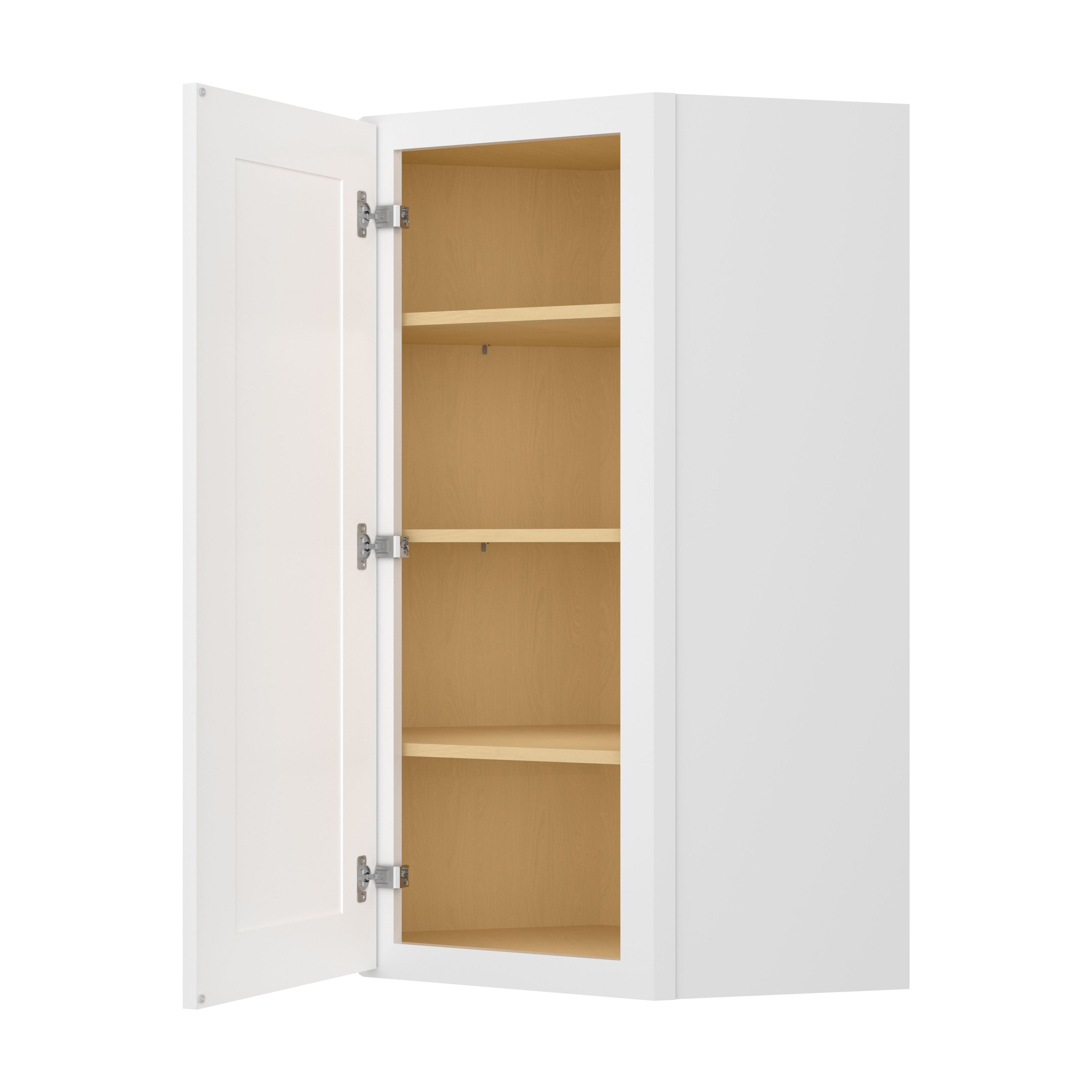 Furinno Shaker Plywood Wall Diagonal Kitchen Cabinet with 1 Door 3 Shelves, Ready to Assemble, 12 D x 24 W x 42 H, White