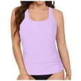 thumbnail image 4 of TOWED22 Women's Tankini Top Only Elegant Ruffle Detail Tankini Swim Top for Women Modest Bathing Suit Swimwear Top No Bottom（Light Purple,L）, 4 of 8