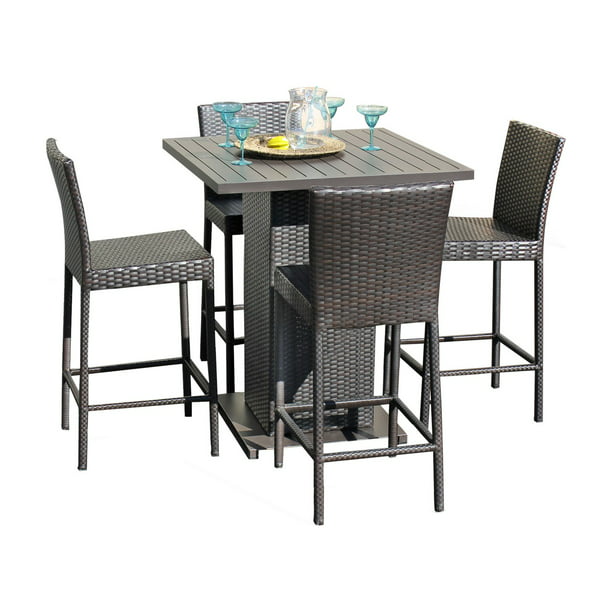 Wicker Bar Height Patio Dining Set, Wicker Bar Height Patio Table Top View