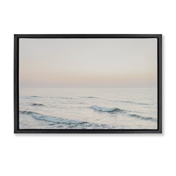 Stupell Industries Rolling Waves At Dawn Coastal Photography Black Floater Framed Canvas Art Print Wall Art, 25 x 17