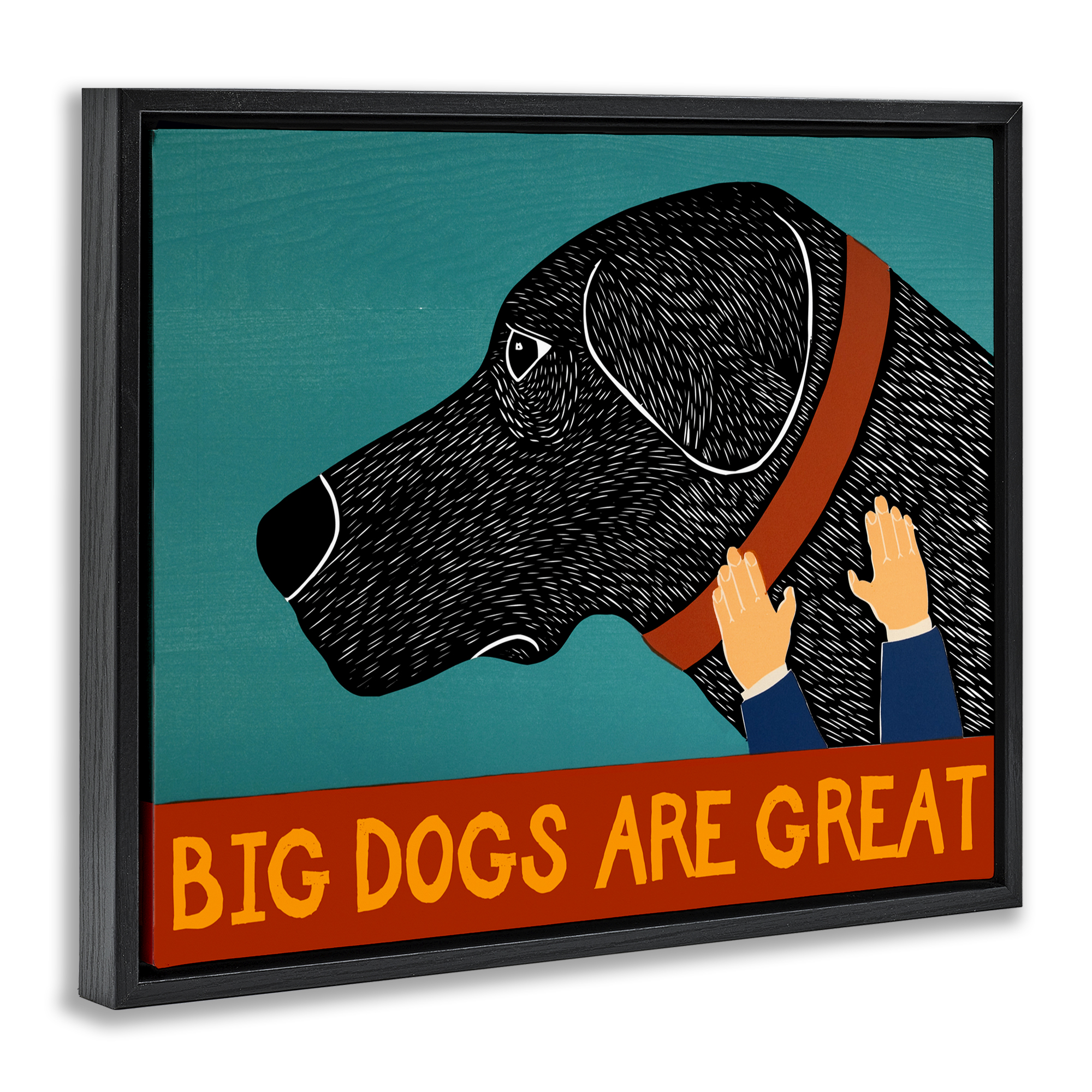Big Dogs Are Great Black Framed Floater Canvas Wall Art, design by Stephen Huneck